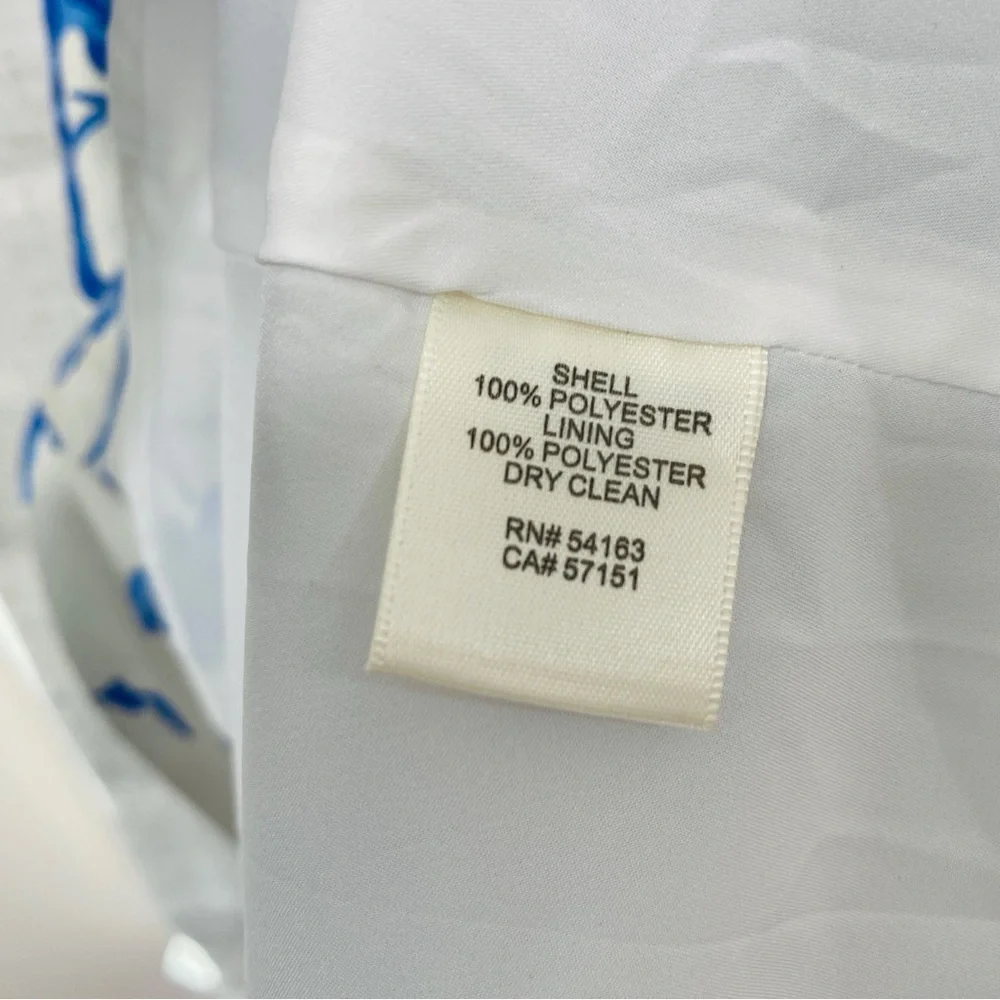 NWT Eliza J Jacquard Creamy White and Blue Floral Pleated Gown, Size 2 - Picture 14 of 16